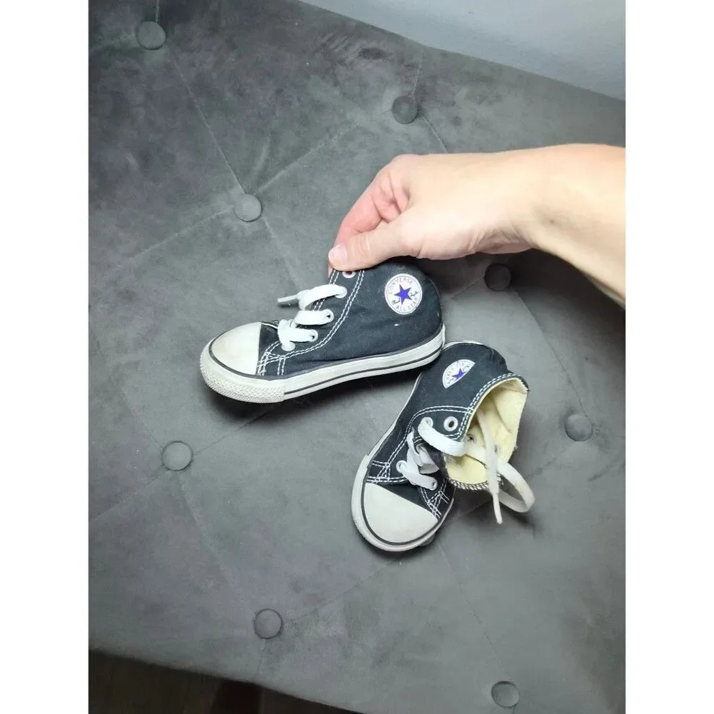 Converse Kids Black and White High-Top Sneakers 7